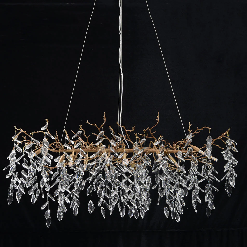 Drop shape Gold Clear Crystal Chandelier 40" - Image 4