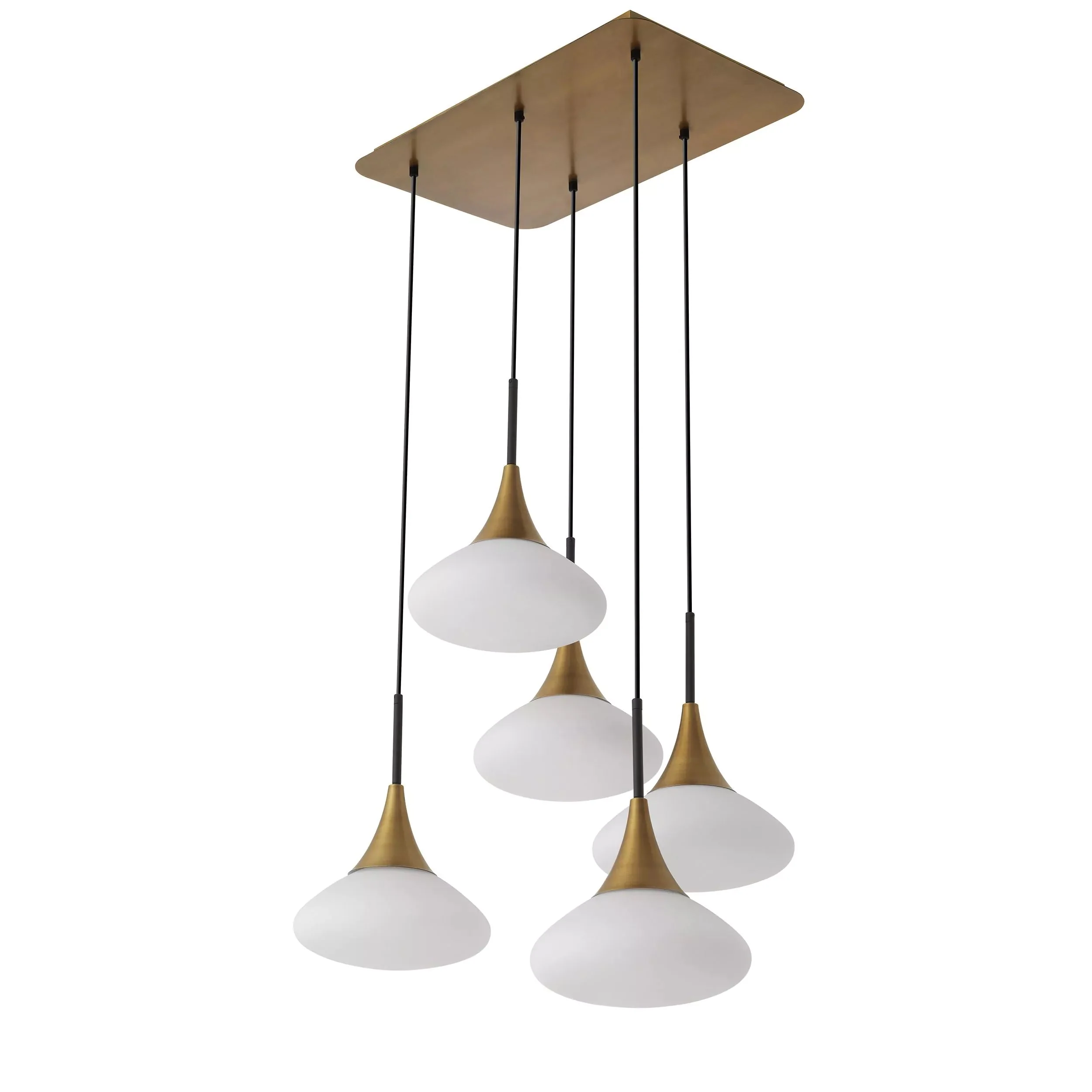 Duco L Modern Brass Chandelier - [Antique Brass Finish | White Glass | Black Finish | Alabaster] - Image 3