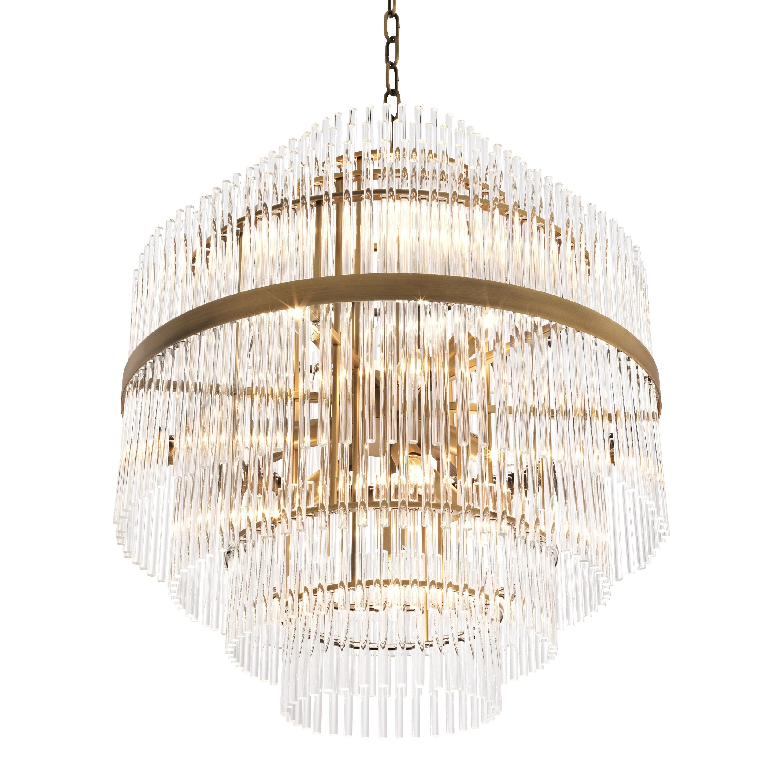 East Modern Brass Glass Chandelier - [Brass] - Image 6