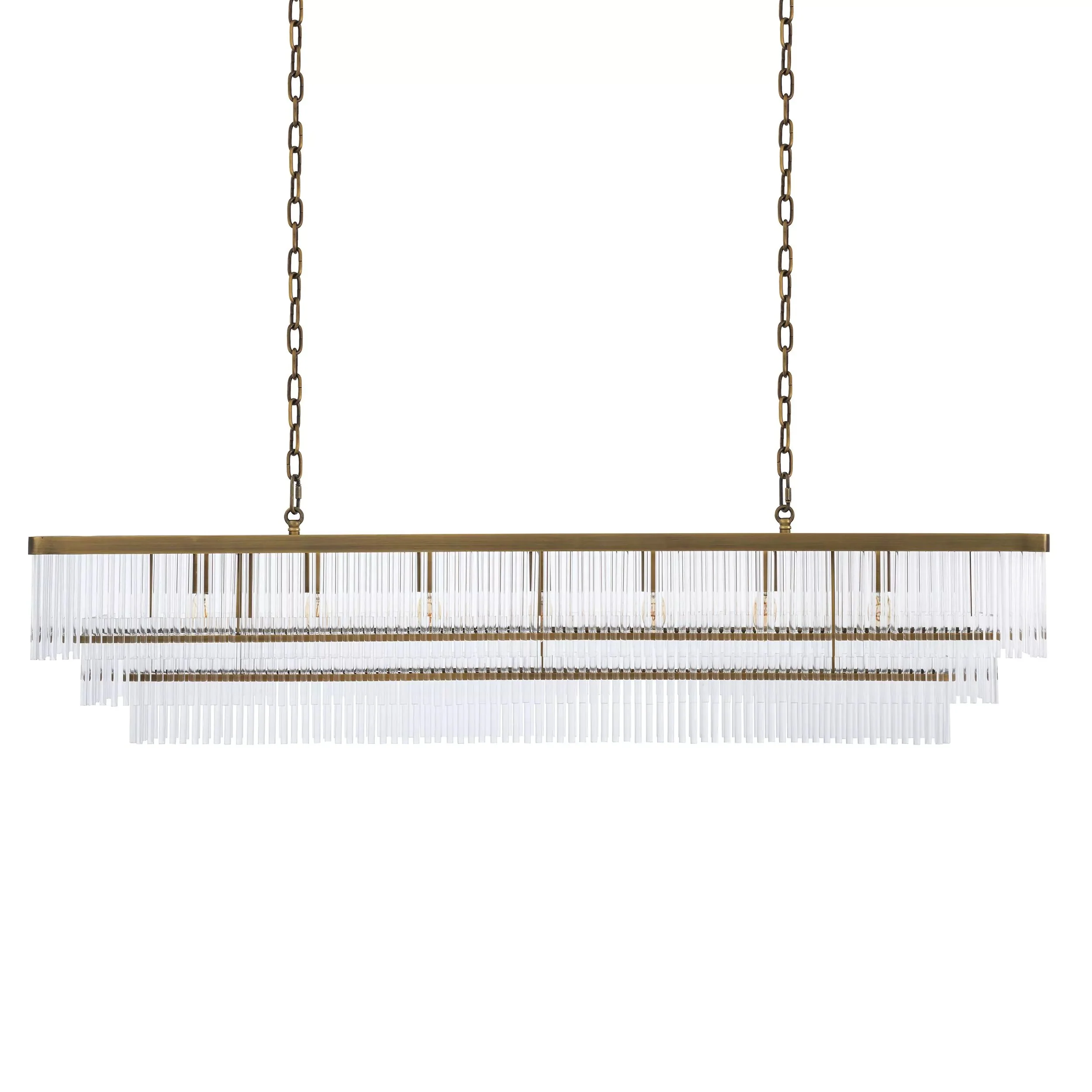 East Rectangle Modern Brass Glass Chandelier - Image 5