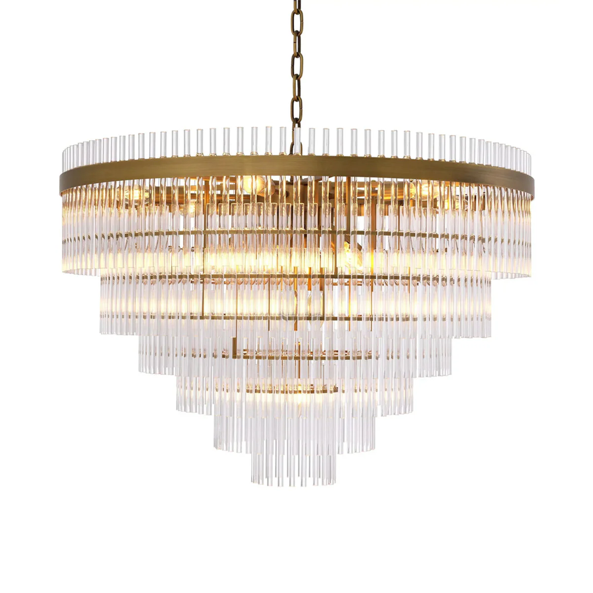 East Single Modern Glass Chandeliers (Antique Brass Finish/Clear Glass) - Image 3