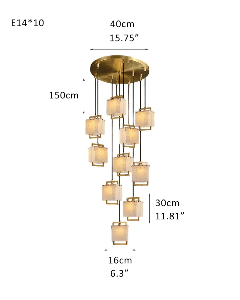 Elegant Cluster Alabaster Dome Suspension Light Lacquered Burnished Brass for hallway - Image 23