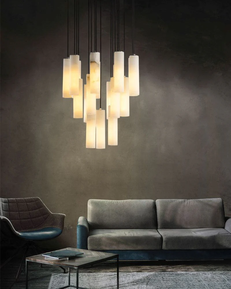 Elegant Lighting Linear Nature Stone 2" Wide Alabaster Chandelier - Image 15