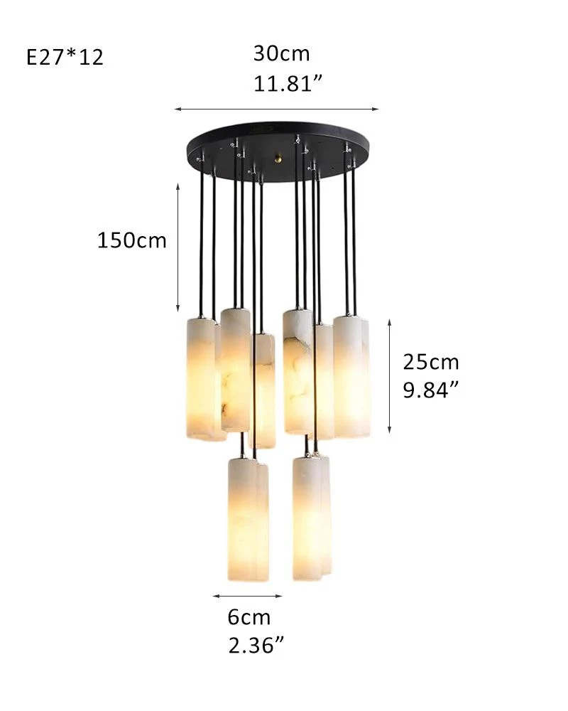 Elegant Lighting Linear Nature Stone 2" Wide Alabaster Chandelier - Image 24