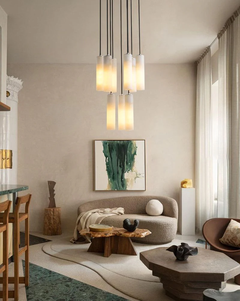 Elegant Lighting Linear Nature Stone 2" Wide Alabaster Chandelier - Image 5