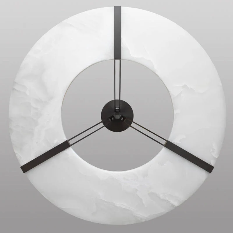 Round Alabaster Plate Chandelier, Exquisite Illumination - Image 7
