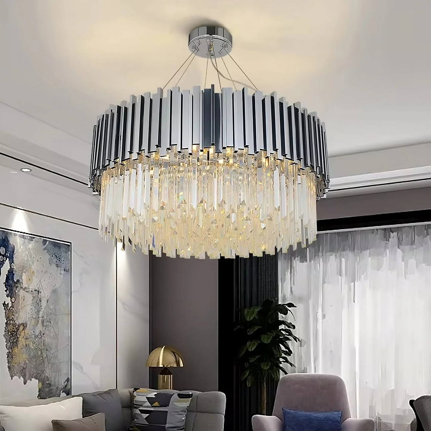 Enoch Gold Plated Round Crystal Chandelier - Image 14