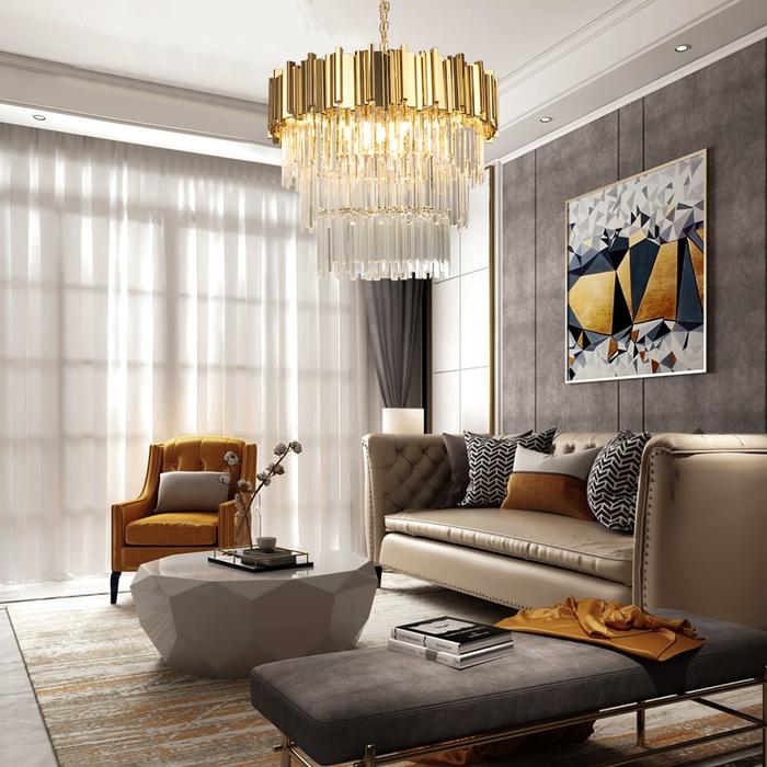 Enoch Three Tier Gold Plated Crystal Chandelier - Image 2