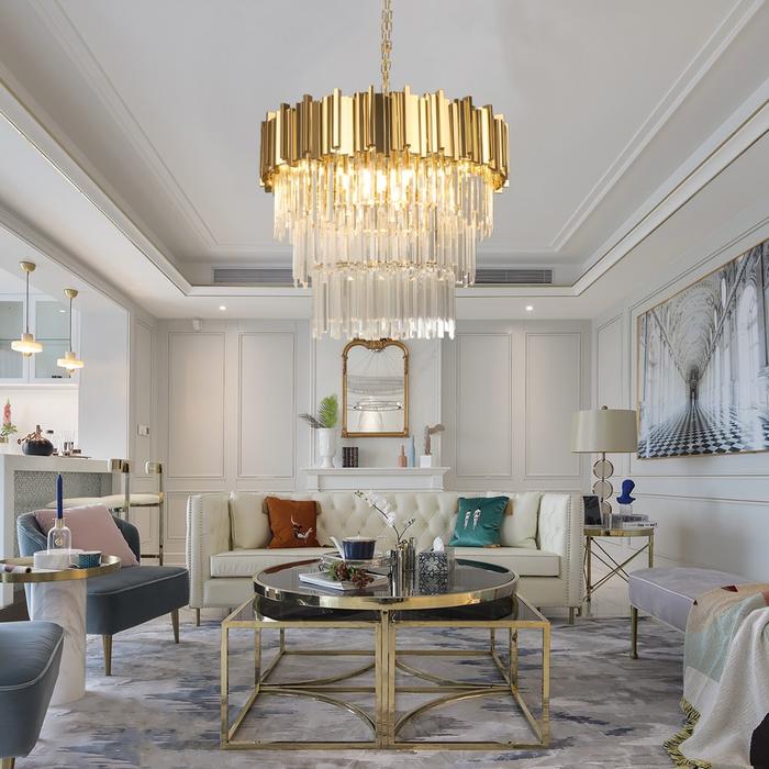 Enoch Three Tier Gold Plated Crystal Chandelier - Image 4