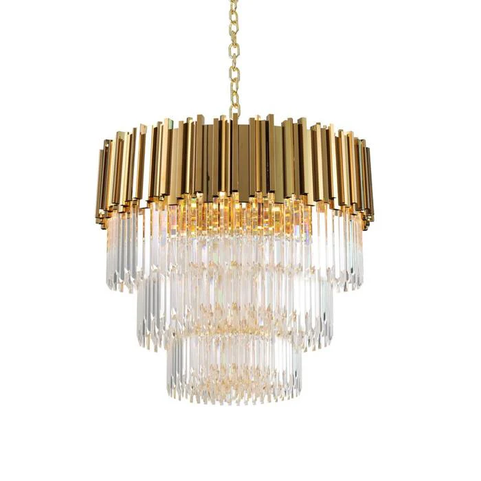 Enoch Three Tier Gold Plated Crystal Chandelier - Image 6