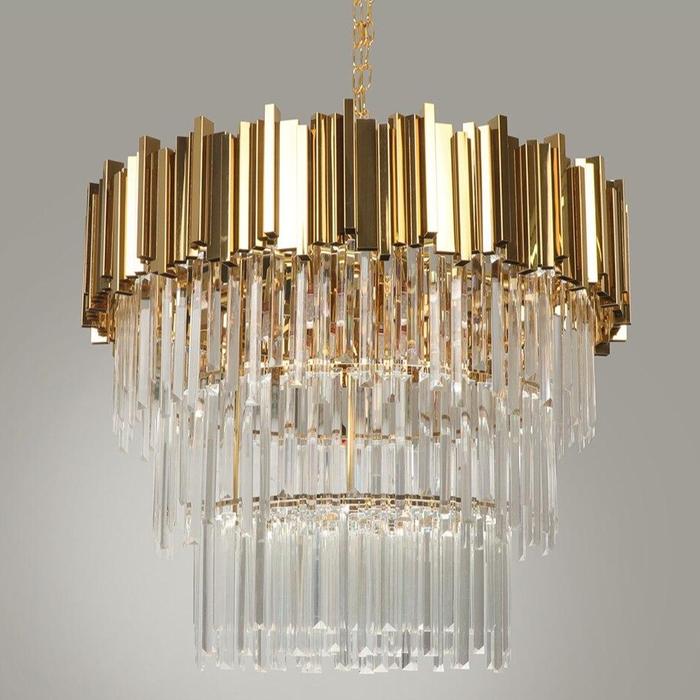 Enoch Three Tier Gold Plated Crystal Chandelier - Image 8