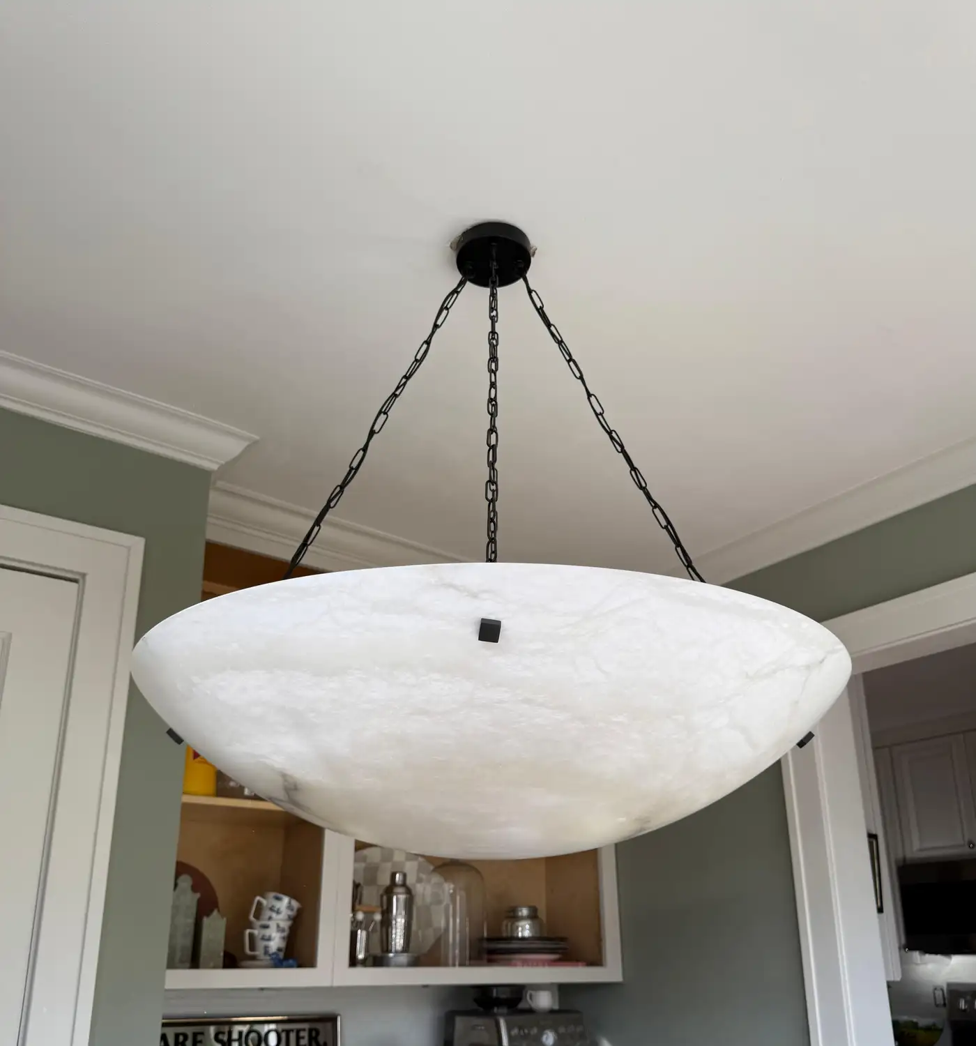 Enormous 36 Ø Flush Mount / Pendant with Stunning Full Moon-Like Alabaster Shade - Image 4