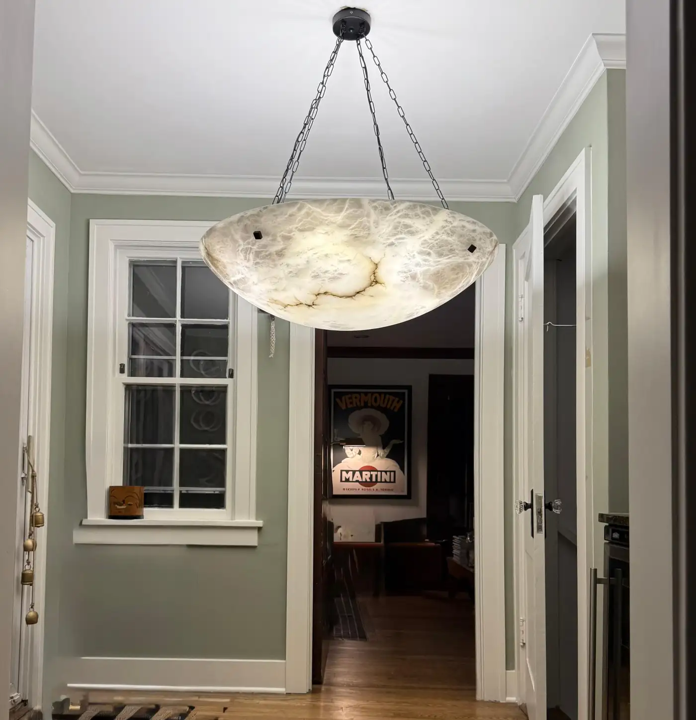 Enormous 36 Ø Flush Mount / Pendant with Stunning Full Moon-Like Alabaster Shade - Image 5