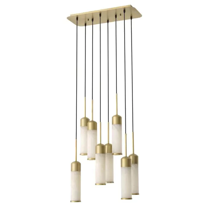 EOS Modern Brass Chandelier - [Antique Brass Finish | Alabaster] - Image 2
