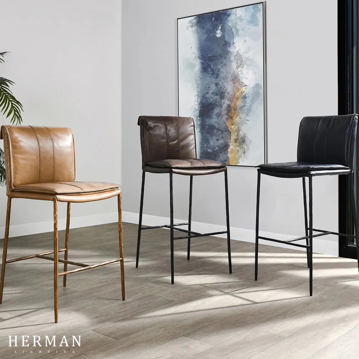 Eugina Leather Stool - Image 6