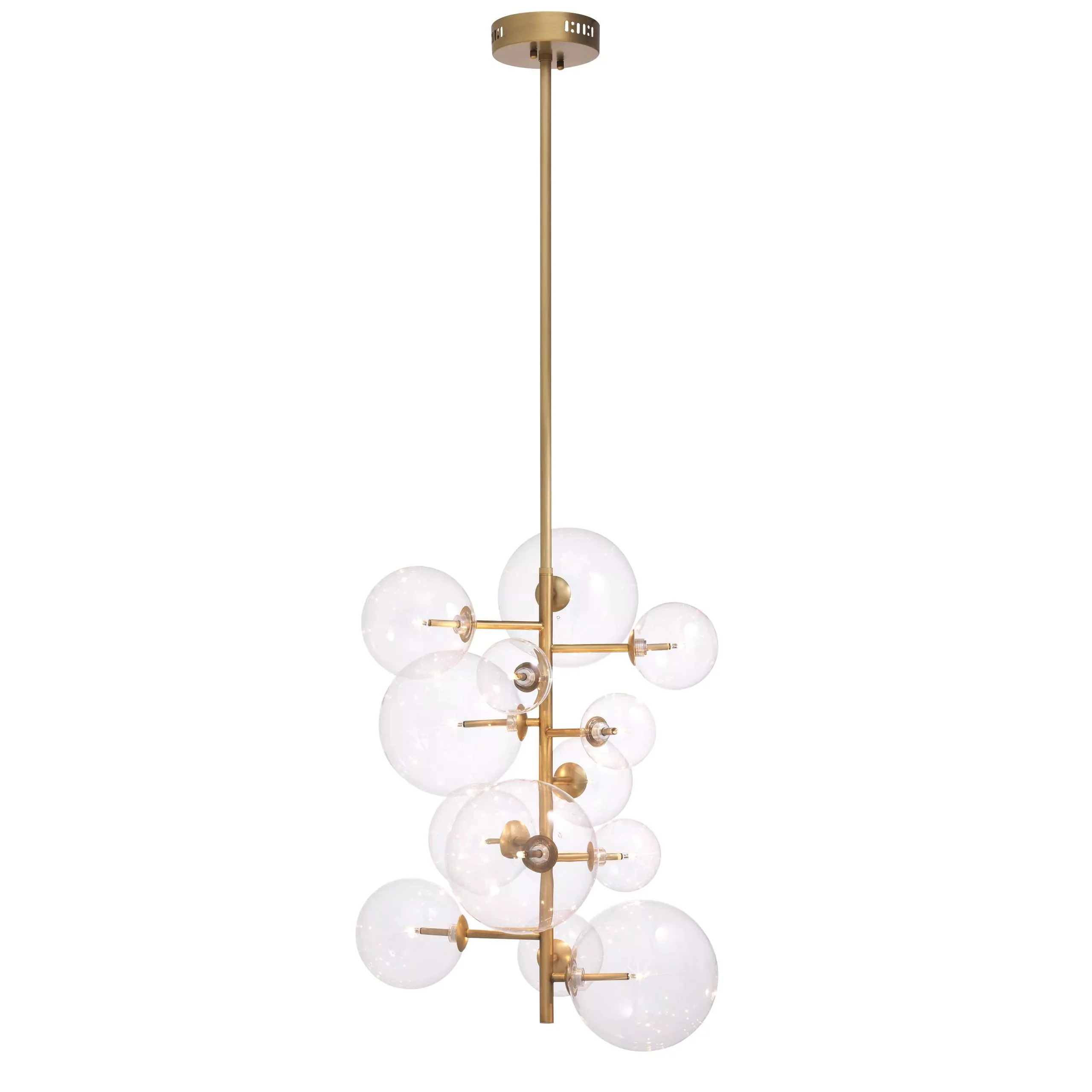 Ezra Modern Brass Chandelier [Antique Brass/Nickel/Bronze/Clear Glass)