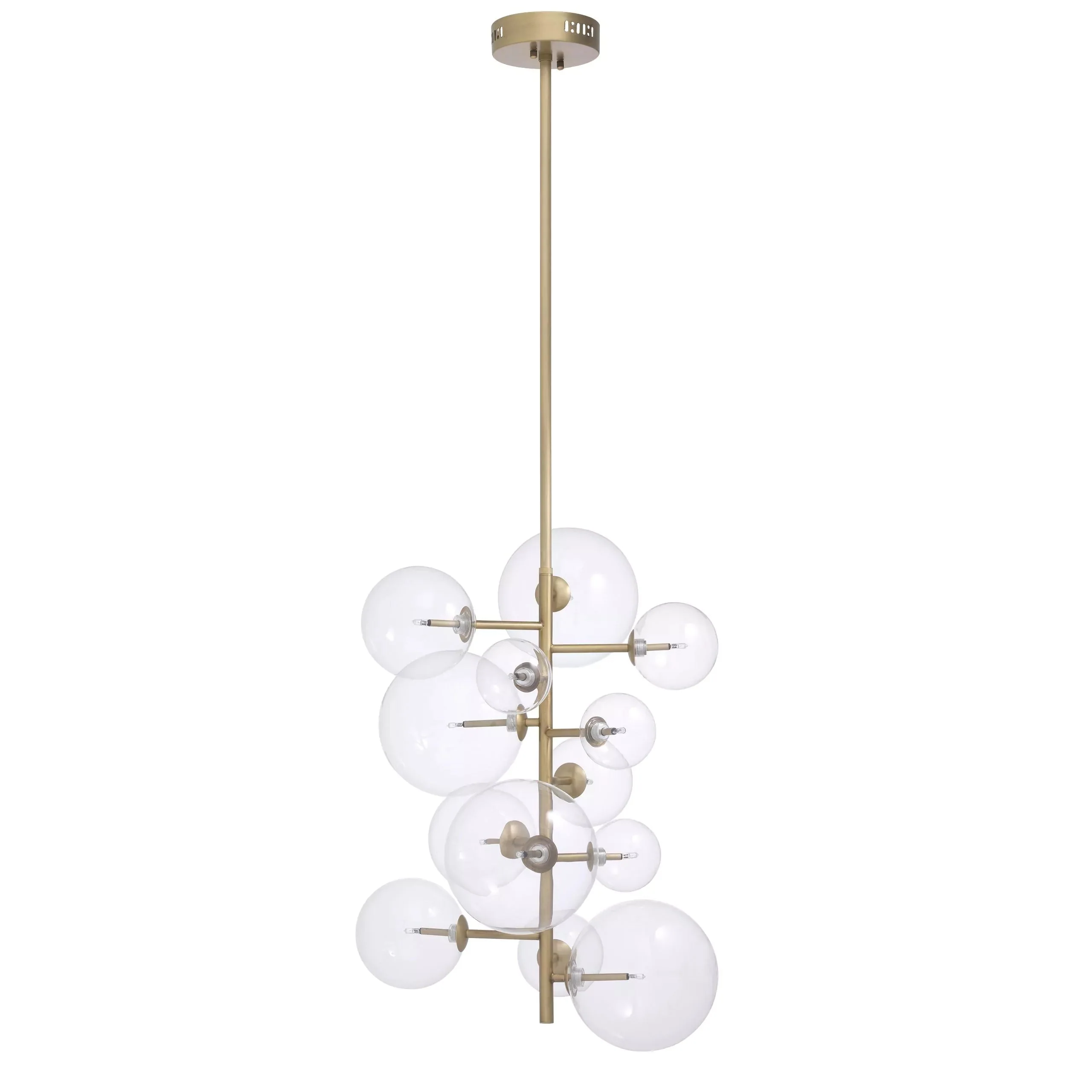 Ezra Modern Brass Chandelier [Antique Brass/Nickel/Bronze/Clear Glass) - Image 2