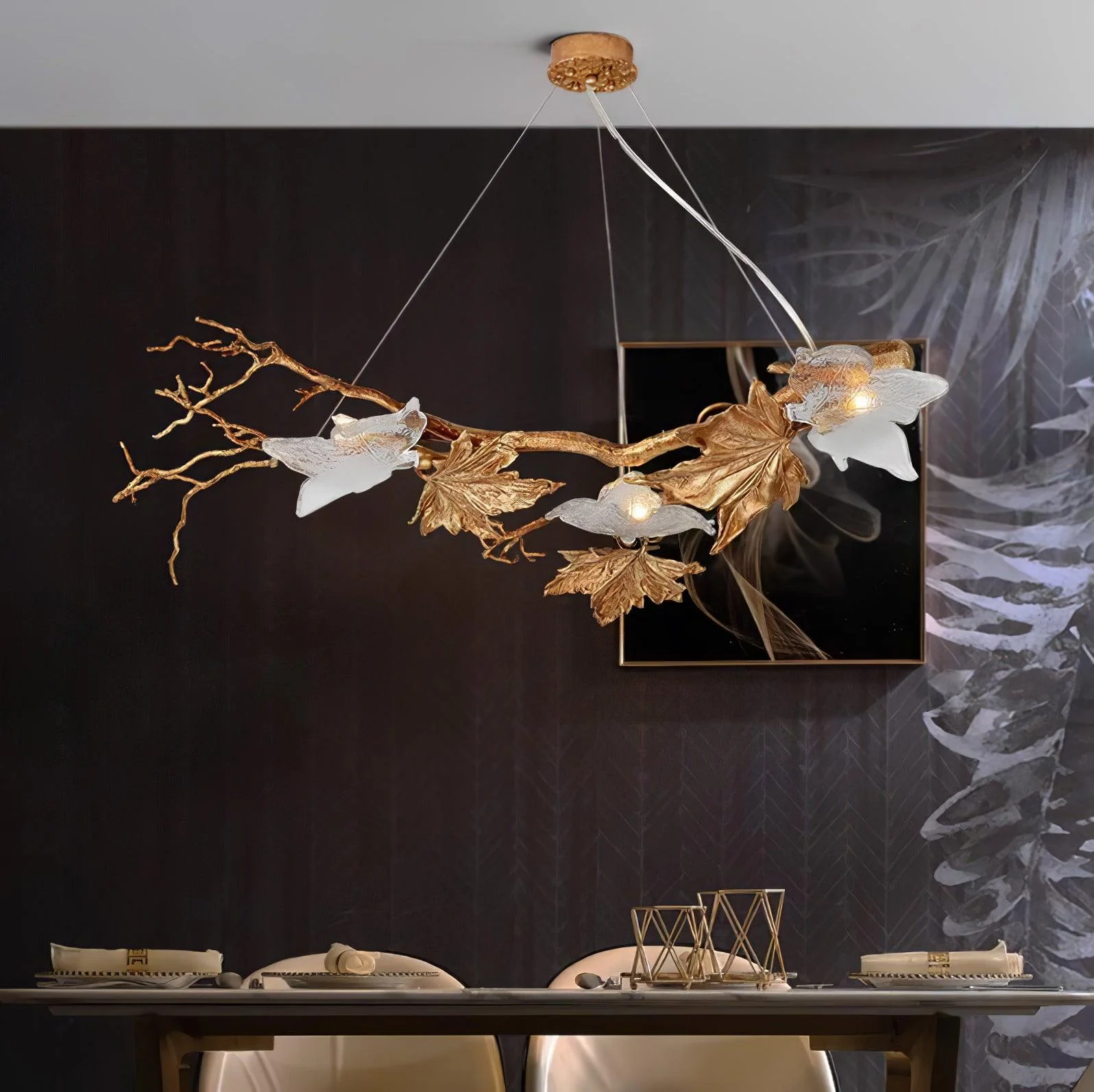 Folio Branch Brass Chandelier - Image 2