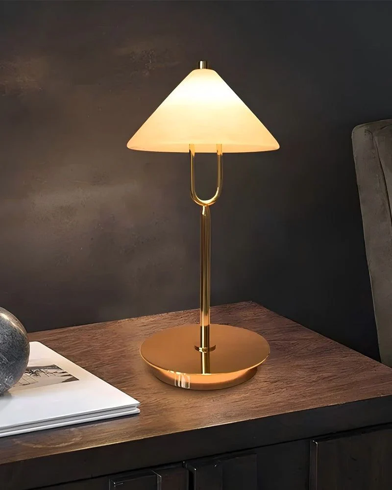 Fuji Cone Alabaster Desk Table Lamp Wide 8" for bedroom home decor