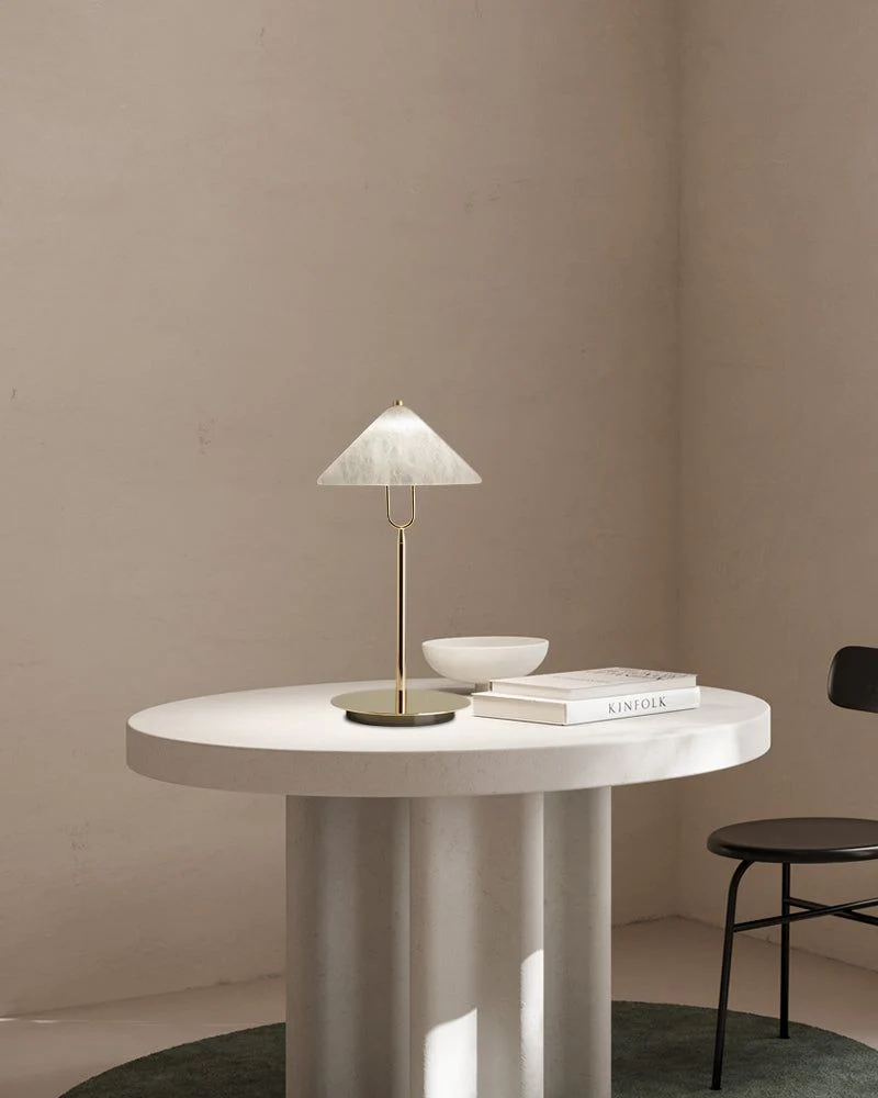 Fuji Cone Alabaster Desk Table Lamp Wide 8" for bedroom home decor - Image 3
