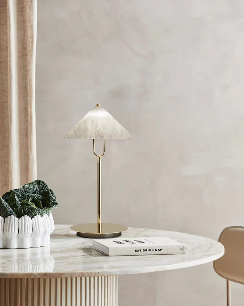 Fuji Cone Alabaster Desk Table Lamp Wide 8" for bedroom home decor - Image 6
