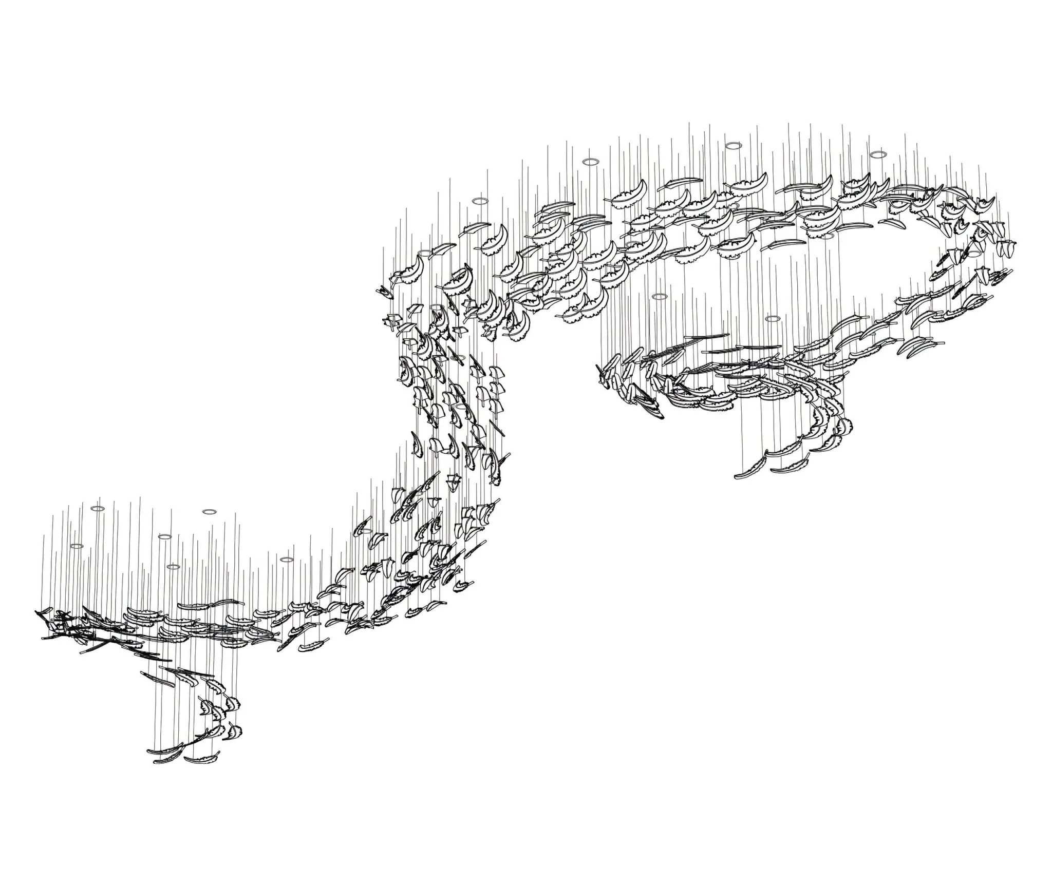 Glass Feathers Flying Chandelier - Image 38