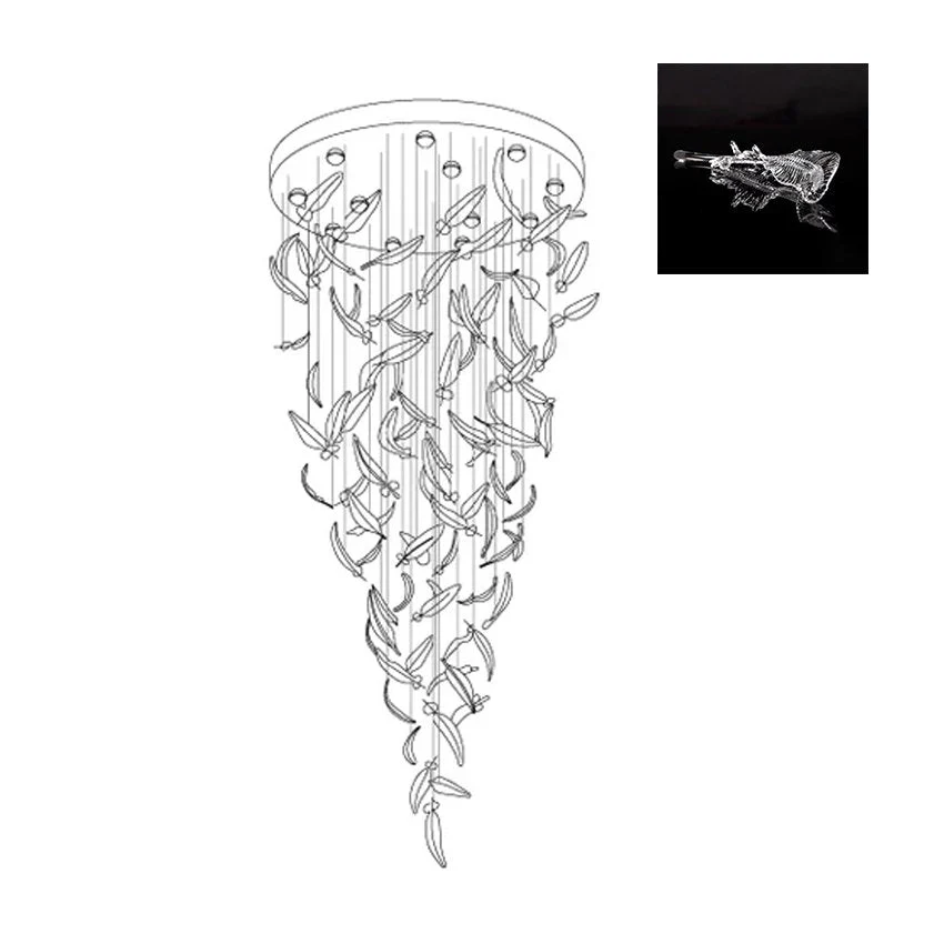 Glass Feathers Flying Chandelier - Image 61
