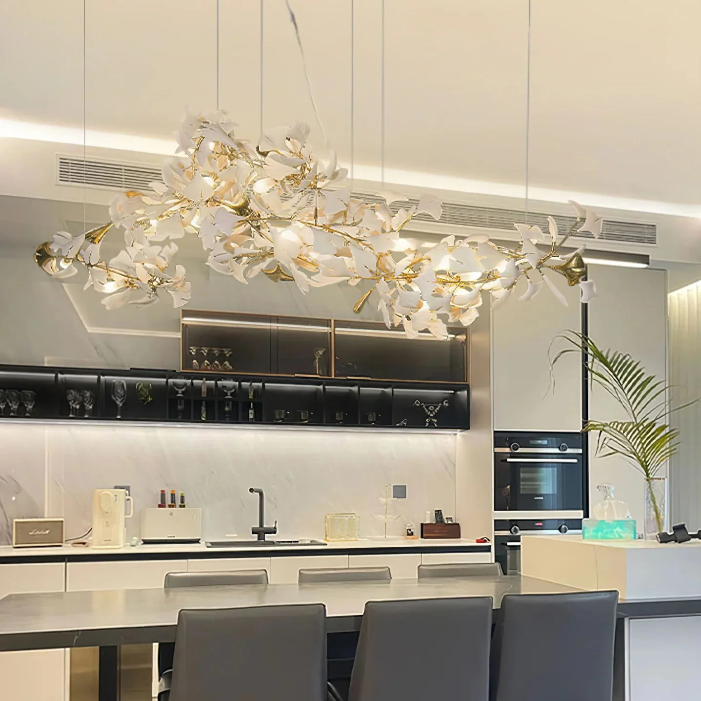 Gold White Leaves Combination Gingko Chandeliers - Image 21