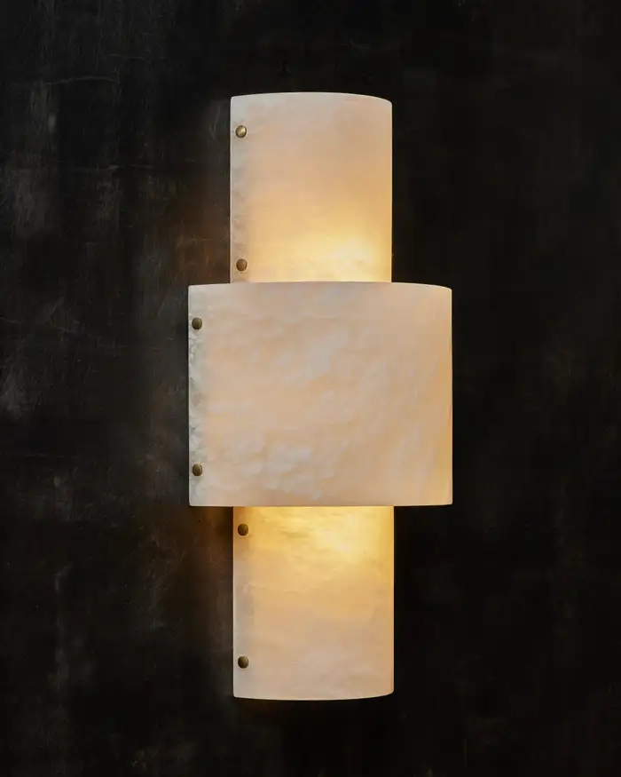 Half Cylinder Alabaster Wall Sconce - Image 3