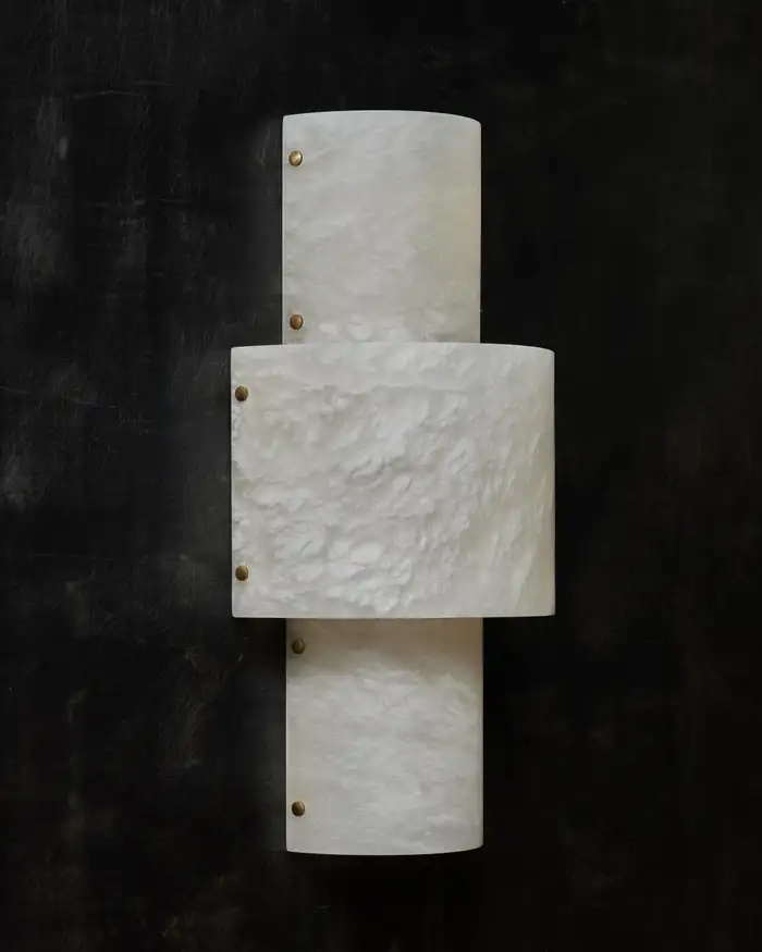 Half Cylinder Alabaster Wall Sconce - Image 4