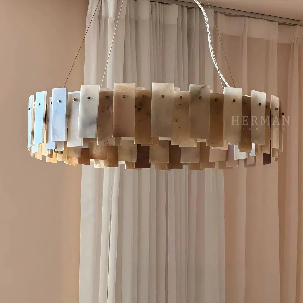 Halo Round Alabaster Chandelier