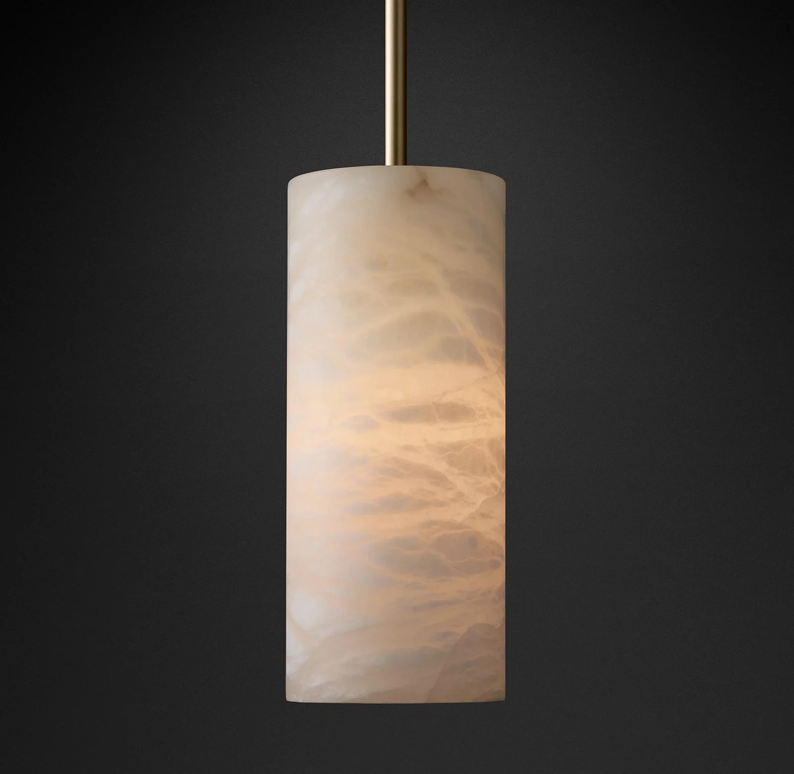 Hand Carved Alabaster Cylinder Pendant Light - Image 20