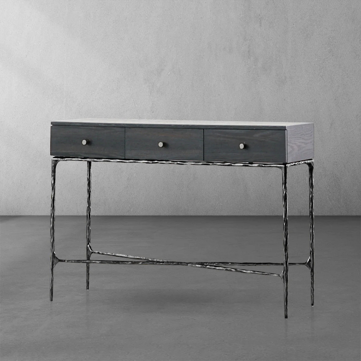 Hand-Forged Metal 3 Drawer Desk - Image 12