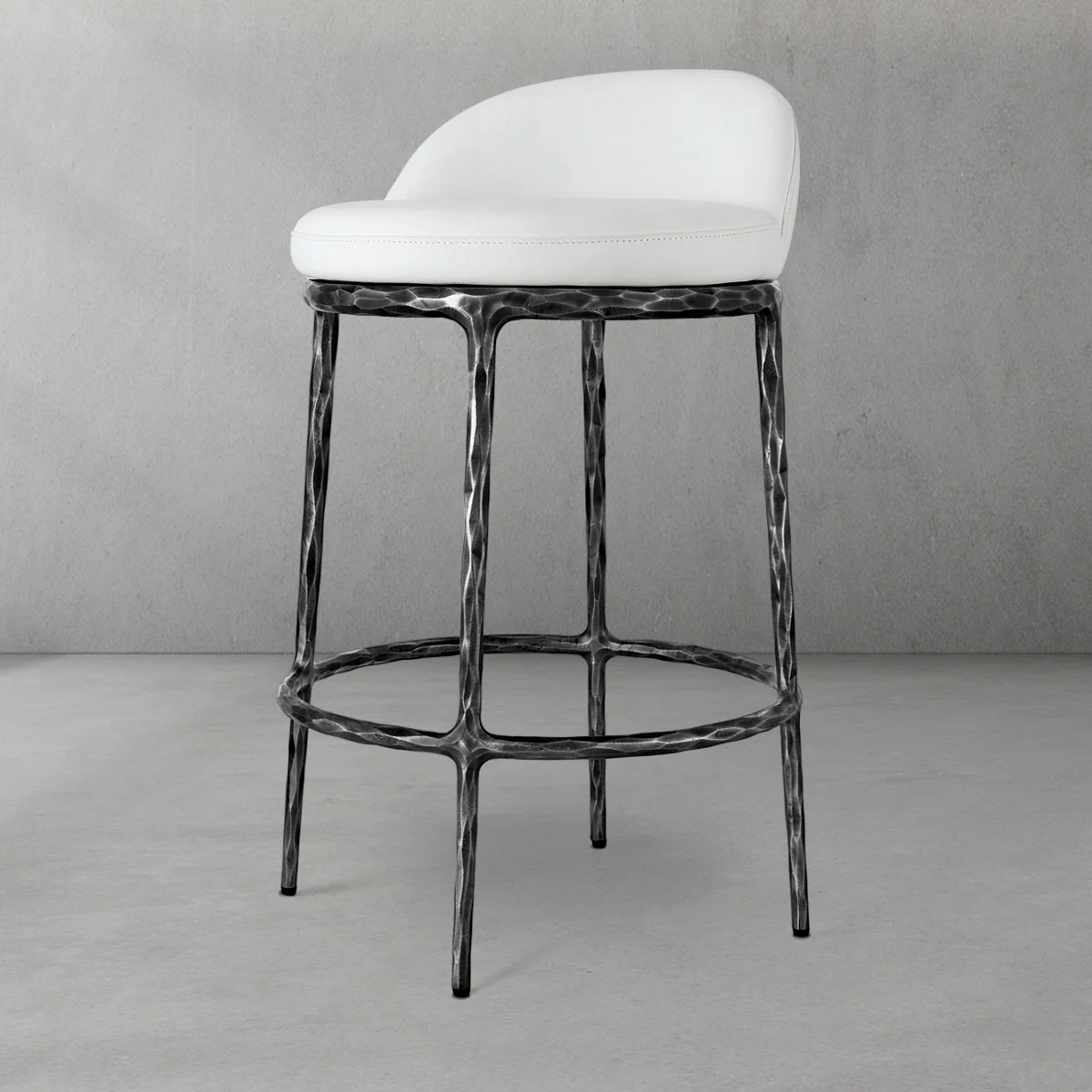 Hand-Forged Metal Bar Swivel Counter Stool - Image 15