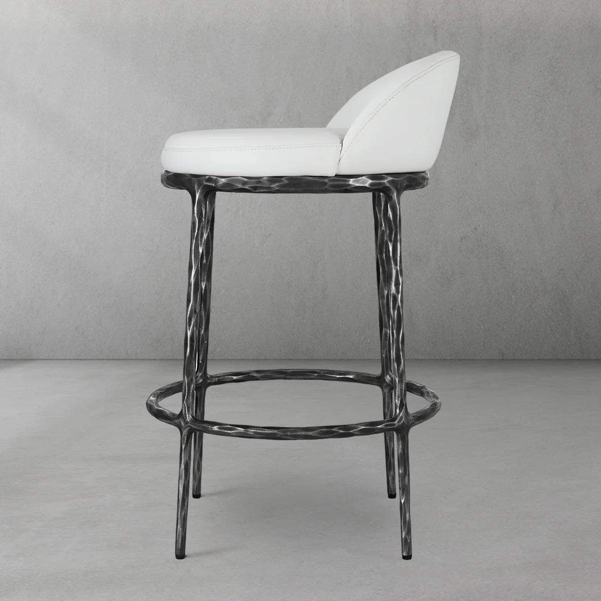 Hand-Forged Metal Bar Swivel Counter Stool - Image 17