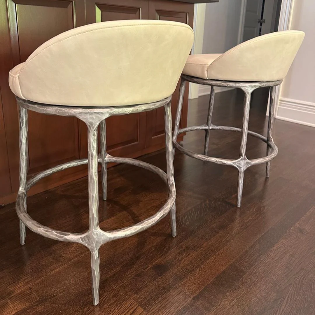 Hand-Forged Metal Bar Swivel Counter Stool - Image 4