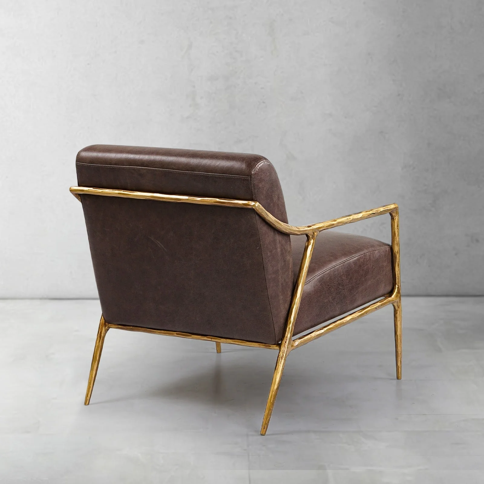 Hand-Forged Metal Brown Leather Accent Chair - Image 11