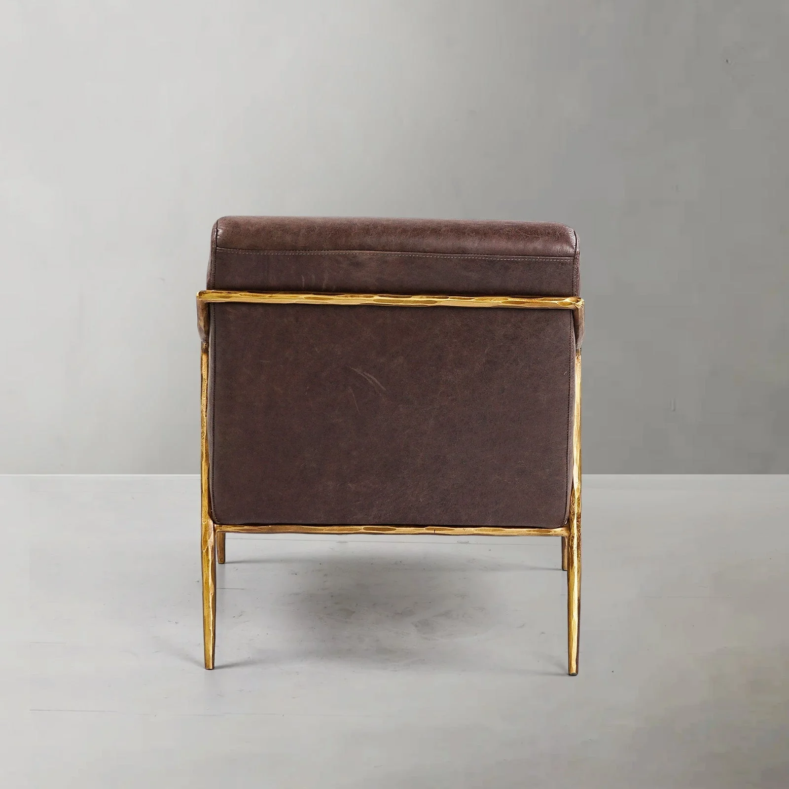 Hand-Forged Metal Brown Leather Accent Chair - Image 13