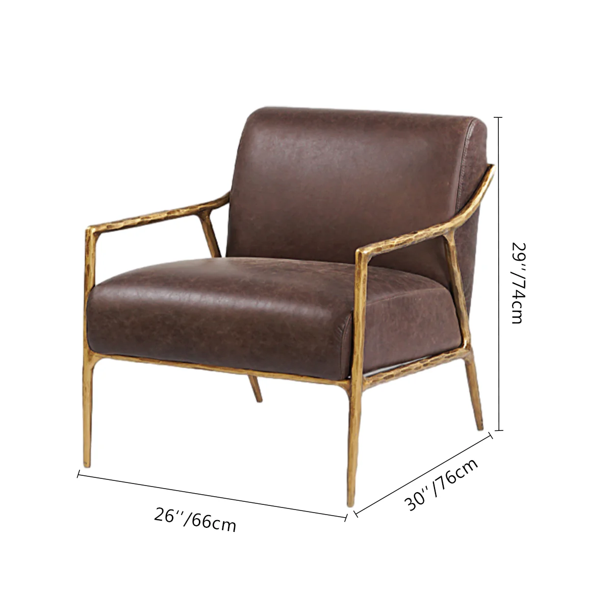 Hand-Forged Metal Brown Leather Accent Chair - Image 6