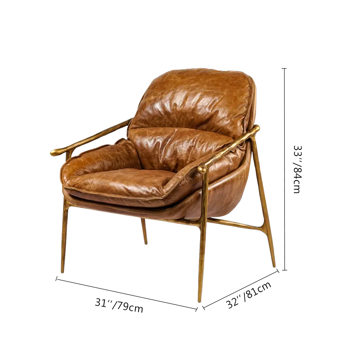 Hand-Forged Metal Brown Leather Accent Chairs - Image 11