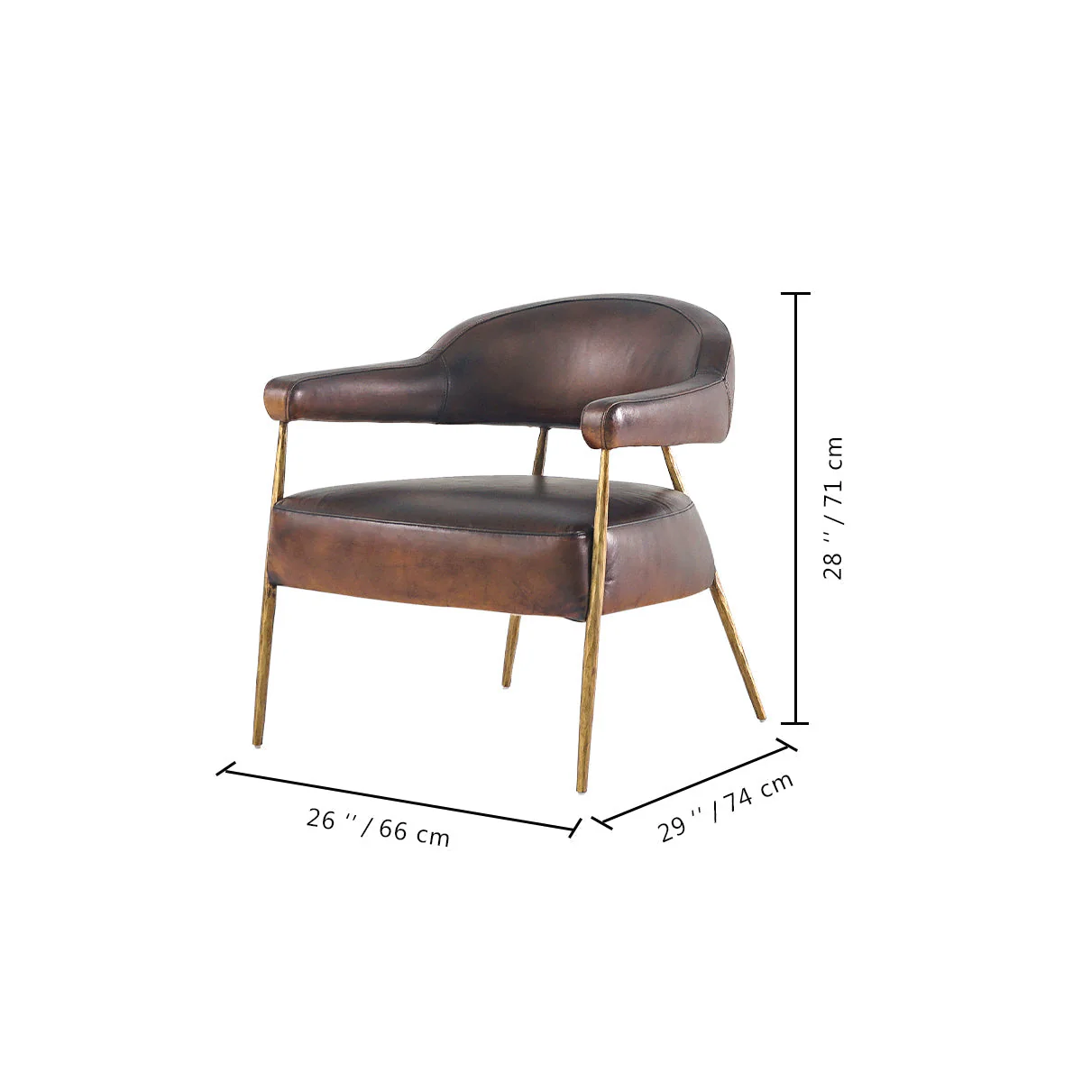 Hand-Forged Metal Brown Leather Lounge Armchair - Image 9