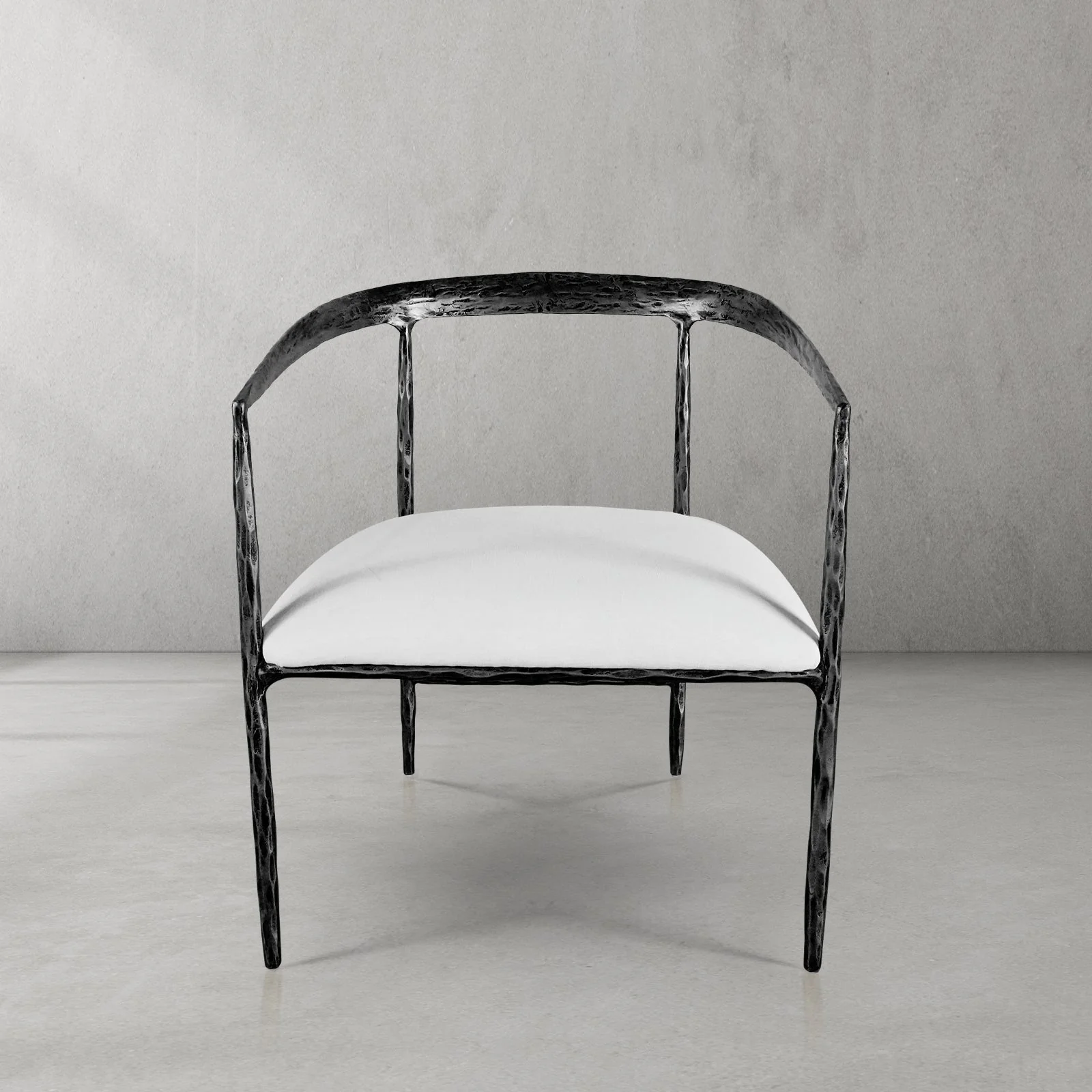 Hand-Forged Metal Curved Chair