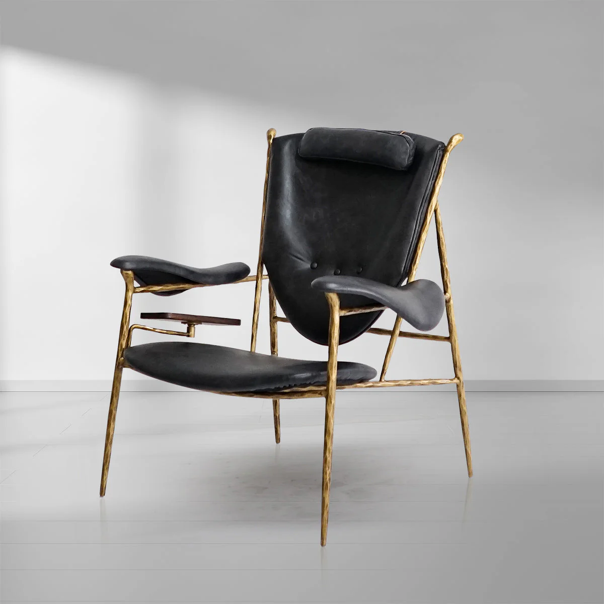 Hand-Forged Metal Enamel Wooden Plate Leather Armchair - Image 14