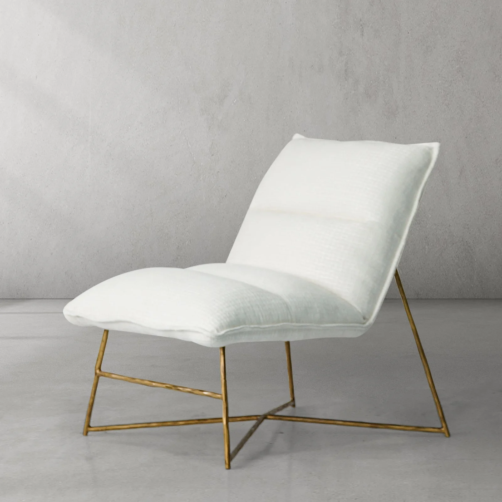 Hand-Forged Metal Fabric Lounge Chair