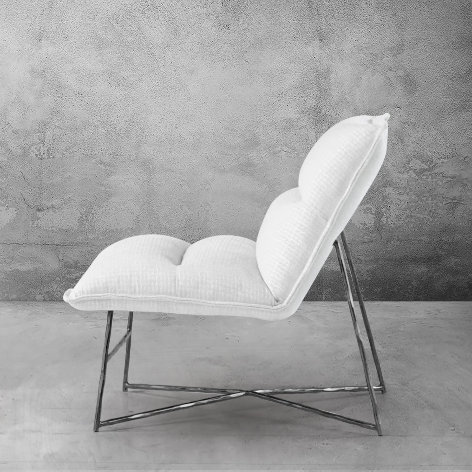 Hand-Forged Metal Fabric Lounge Chair - Image 17