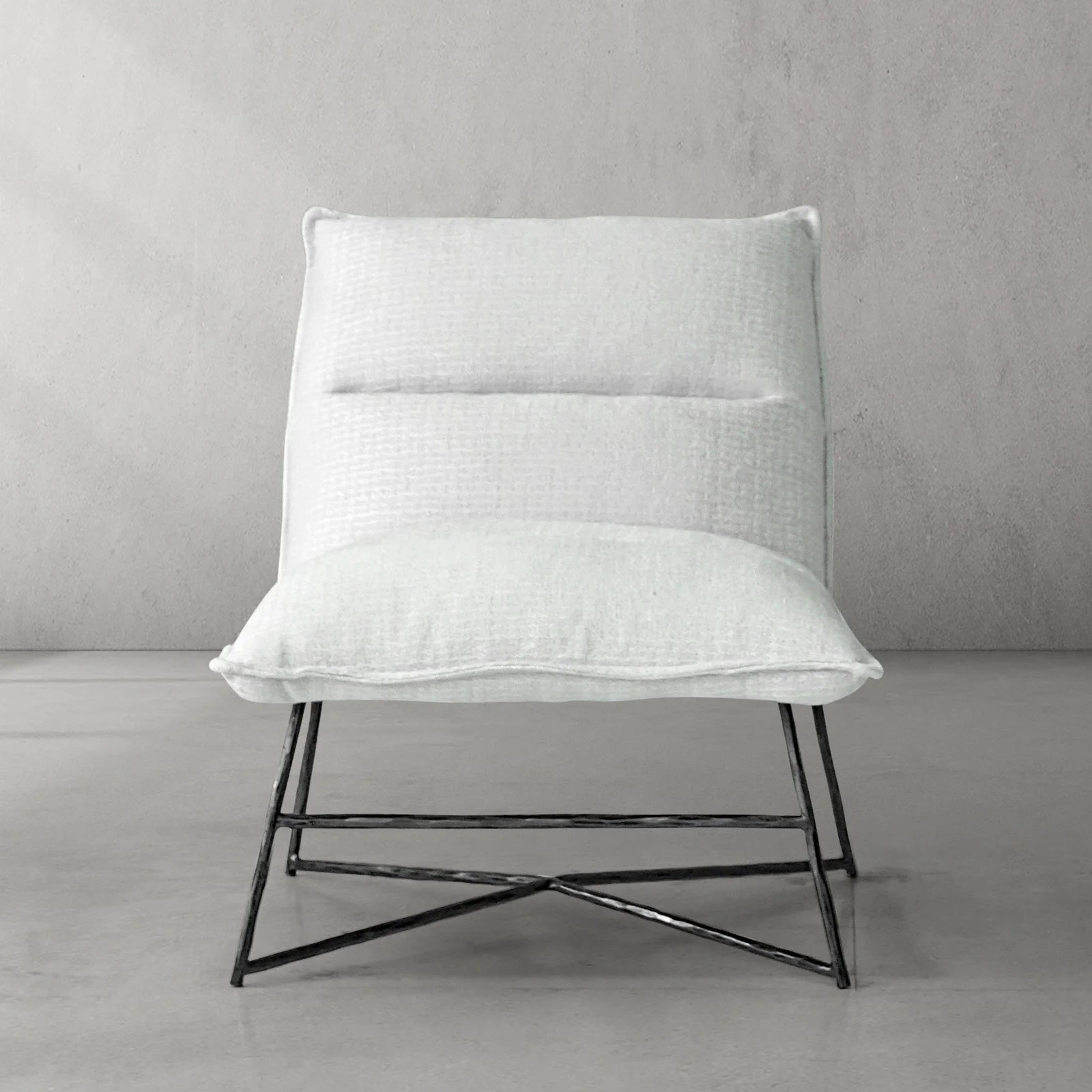 Hand-Forged Metal Fabric Lounge Chair - Image 9