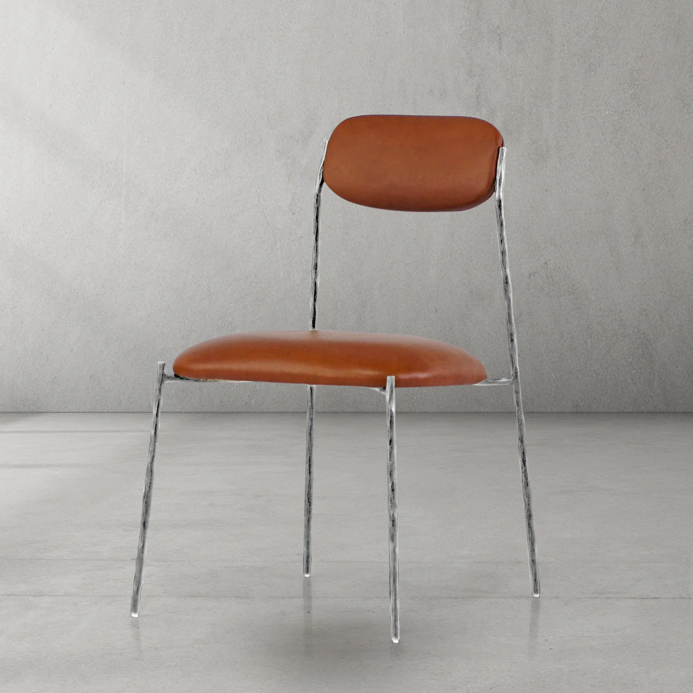 Hand-Forged Metal Genuine Leather Dining Chair - Image 11
