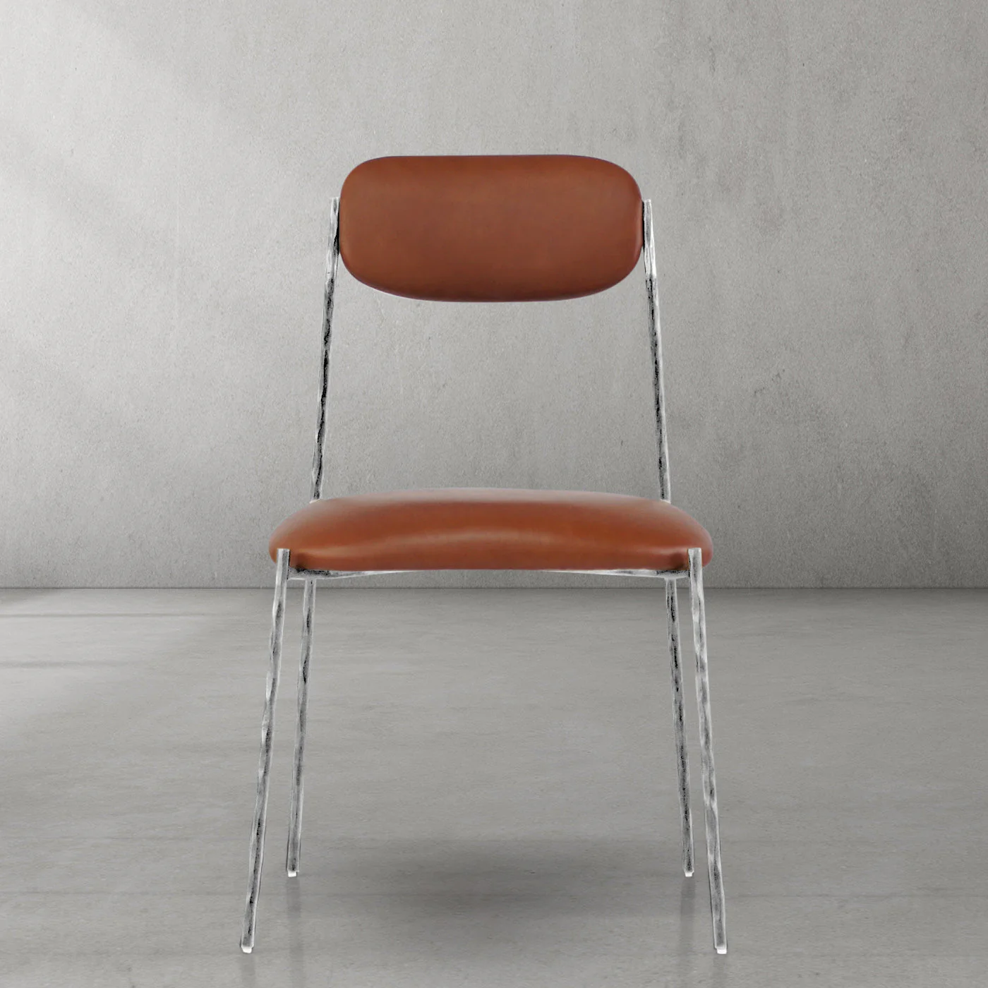 Hand-Forged Metal Genuine Leather Dining Chair - Image 12