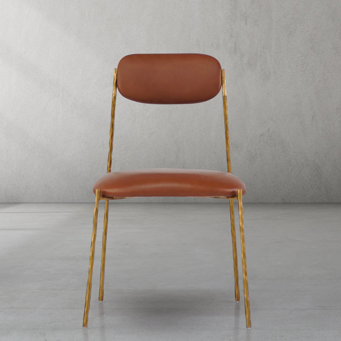 Hand-Forged Metal Genuine Leather Dining Chair - Image 2