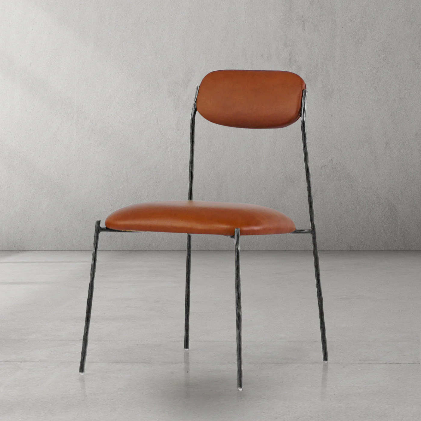 Hand-Forged Metal Genuine Leather Dining Chair - Image 20